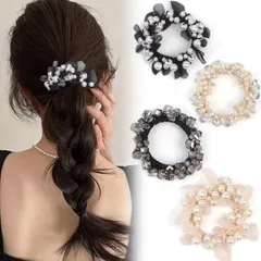 ヘアゴム パール シンプル ヘアアクセサリー レディース カジュアル ラインストーン 4本セット パール エレガント 上品 大人っぽい 女の子 可愛い 入学式 入園式 おしゃれ 髪飾り まとめ髪