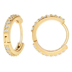 DAISYHOUSE イヤーカフ 18金 ピアス レディース ジルコニア フープリング ノンホールピアス キャッチ不要 金属アレルギー対応 両耳セット 二色 (ゴールド)