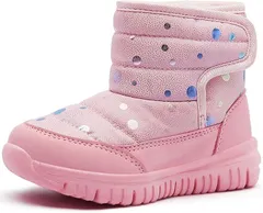 MAYCY スノーブーツ キッズ ウインターブーツ ベビー 女の子 男の子 スノーシューズ 子供 雪遊び アウトドア 冬用 靴 雪用 裏ボア 防水 防寒 滑り止め 軽量 (03ピンク,  14.0 cm 3E)