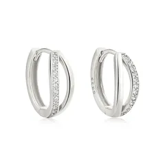 【新品】 Pasurohu ピアス K18 18金コーティング シルバー925 最高級キュービックジルコニア ダブルリング 人気 フープピアス レディース ローズゴールド ゴールド プラチナ 金属アレルギー対応 本物ジュエリー 1