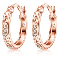 YT.JYUERI ピアス レディース メンズ 人気 黑 ジルコニア ピアスカップル 「愛の誓い」 シルバー925 ピアス リング 金属アレルギー対応 18金 ピンクゴールド ジュエリー プレゼント