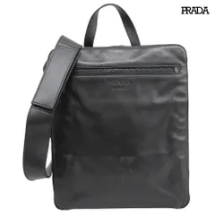 超美品 プラダ PRADA レアアイテム 現行タグ オールレザー ワンショルダー メッセンジャー クロスボディバッグ 黒 希少 多収納 PC メンズ レディ
