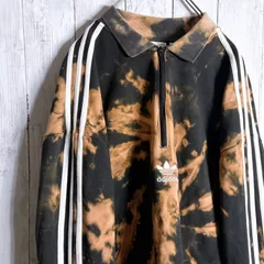 【入手困難】adidas originals ハーフジップ リブデザイン ブリーチ タイダイ柄 スウェット トレーナー パーカー #951