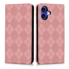 用のアイフォン 16 ケース 手帳型 人気 本革レザー アイフォン16 ケース 耐衝撃TPU素材 16 カバー お洒落 軽量 手帳型 耐摩擦 携帯カバー カード収納 マグネット内臓式 スタンド機能付き(ピンク)