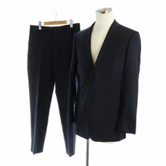 バーバリーブラックレーベル BURBERRY BLACK LABEL シングルスーツ セットアップ 上下 テーラードジャケット パンツ ストライプ ジップフライ 長袖 総裏地 ロゴ 40 L 紺 ネイビー ■GY18 /MQ