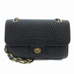 バリー BALLY ショルダーバッグ ハンドバッグ 2WAY チェーンストラップ ターンロック レザー ロゴ キルティング 紺 ネイビー /FT