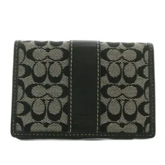 コーチ COACH カードケース パスケース 二つ折り キャンバス レザー シグネチャー 総柄 ロゴ 黒 ブラック /XZ ■GY11
