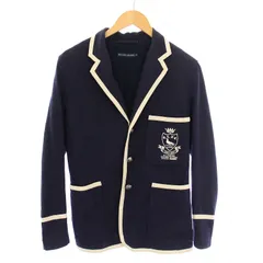 ラルフローレン RALPH LAUREN テーラードジャケット ブレザー アウター シングル 総裏地 ロゴ 刺繍 4 紺 ネイビー /BB