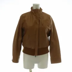 23区 オンワード樫山 レザージャケット 革ジャン ブルゾン 中綿 牛革 レザー ジップアップ 38 M 茶色 ブラウン /XZ ■GY18