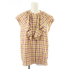 ナチュラルビューティー NATURAL BEAUTY シャツ ブラウス ノースリーブ フリル チェック F ベージュ /MM ■MA