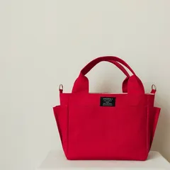 ハンドメイド　トートバッグ　ミニトート　ポケットいっぱい　サイドポケットトートバッグミニ　お散歩バッグ　Dカン付き　帆布のバッグ　カラーバッグ