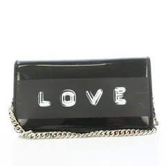 バーバリー ロンドン BURBERRY LONDON TAPE PRINT LAMINATED PHONE WALLET 長財布 ショルダーバッグ エナメル チェーン 黒 ブラック /TKのサムネイル