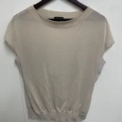 INDIVI インディヴィ　ベージュ系　半袖　無地シンプル　ユーネック　春夏 カジュアル 丸首 レディース