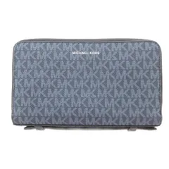 マイケルコース MICHAEL KORS ウォレット 長財布 セカンドバッグ PVC ラウンドファスナー MKシグネチャー ブルー /UO
