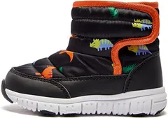 MAYCY スノーブーツ キッズ ウインターブーツ ベビー 女の子 男の子 スノーシューズ 子供 雪遊び アウトドア 冬用 靴 雪用 裏ボア 防水 防寒 滑り止め 軽量 (恐竜ブラック,  18.0 cm 2.5E)