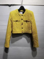 ZARA イエロー ツイード クロップド ジャケット