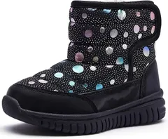 MAYCY スノーブーツ キッズ ウインターブーツ ベビー 女の子 男の子 スノーシューズ 子供 雪遊び アウトドア 冬用 靴 雪用 裏ボア 防水 防寒 滑り止め 軽量 (05ブラック,  15.0 cm 3E)