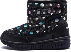 MAYCY スノーブーツ キッズ ウインターブーツ ベビー 女の子 男の子 スノーシューズ 子供 雪遊び アウトドア 冬用 靴 雪用 裏ボア 防水 防寒 滑り止め 軽量 (02ブラック,  16.0 cm 2.5E)