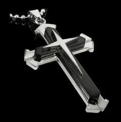 【N074】ネックレス　メンズ　レディース　ブルー　青　ブラック　黒　クロス　十字架　アクセサリー　ペンダント  　お洒落　ファッション