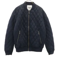 美品 ZARA ザラ キルティングジャケット M ネイビー ブルゾン 中綿 メンズ 古着