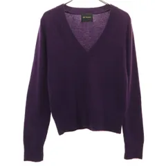 美品 GF Premium GFプレミアム カシミヤ100％ 長袖 Vネック セーター M パープル ニット レディース 古着