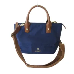 アイグナー AIGNER ハンドバッグ ショルダーバッグ 2WAY ナイロン ネイビー 紺 