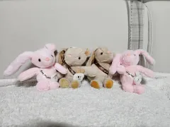 うさぎ ぬいぐるみ キーホルダー ピンク/ベージュ COLOR セット