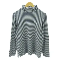 キャロウェイ CALLAWAY Tシャツ ボーダー ロゴ 刺繍 タートルネック 長袖 L グレー 紺 ネイビー 1022 ■YHS8のサムネイル
