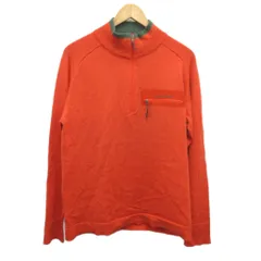 モンベル Montbell 美品 セーター ニット ハーフジップ ロゴ刺繍 オレンジ L ■MET2