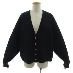 ザラ ZARA カーディガン ニット 長袖 オーバーサイズシルエット 厚手 ウール ネイビー 紺 M