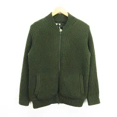 アーバンリサーチ URBAN RESEARCH ニット ジャケット ブルゾン 長袖 ジップアップ 裏ボア ウール混 38 オリーブグリーン ※EKM