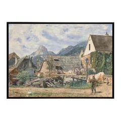 【A4サイズ（約21x30cm）】【bn-poster-3699】フレーム付き 世界の古い絵画 復刻 レトロポスター デジタルリマスター インテリア 作品 油絵 水彩画 おしゃれ  モダン シンプル