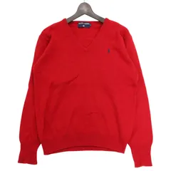 RALPH LAUREN ラルフローレン 秋冬 ニット★ セーター Vネック ニット Sz.L レディース 赤