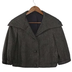 K.T KIYOKO TAKASE ケイティー キヨコタカセ 秋冬★ ツイード柄 ショート ボレロ ジャケット Sz.9 レディース 灰