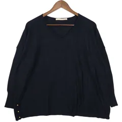 MELROSE CLAIRE 秋冬 ウール カシミヤ混★ Vネック ニット セーター Sz.F　レディース ネイビー