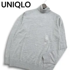 新品★ UNIQLO ユニクロ エクストラファインメリノ ウール100% タートルネック セーター ニット Sz.XL メンズ グレー 大きい