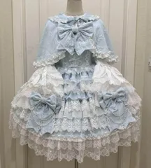 新年クリスマス用コスプレ衣装 【韓嬢十字心結】ゴスロリロリータドレスフリル付ロリィタドレ水色 CCJS1202P034