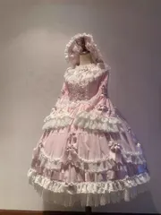 新年クリスマス用コスプレ衣装 ピンクゴスロリドレ長ロリータドレJSK+ボンネット＋リンボ3点セット CCJS1202P464