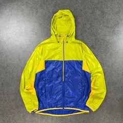 PUMA Mountain Praka Windbreaker プーマ ウィンドブレーカー マウンテンパーカ ジップアップ ジャケット 薄手 ロゴプリント イエロー×ブルー バイカラー メンズ L