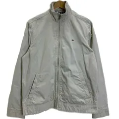 TOMMY HILFIGER　スポーツジャケット　スウィングトップ　ブルゾン　アウター　無地　ハイネック　フルジップ　ワンポイント　ブランドロゴ　刺しゅう　古着