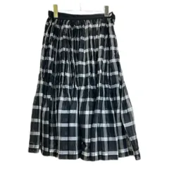 tricot COMME des GARCONS　スカート　ミモレ丈　フレアスカート　シフォン　Aライン　ギンガムチェック柄　サイドジップ　AD2015　日本製　ドメスティック　古着