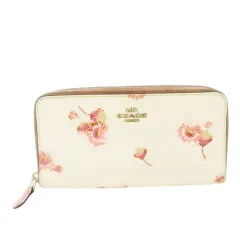 コーチ COACH 長財布 ロングウォレット ラウンドファスナー PVC フラワープリント ロゴ ピンク /CK29 ■GY19