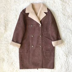 【最終価格】RANDEBOO リバーシブルムートンコート ロングコート 2way ボアコート ブラウン ゆったりオーバー Fサイズ