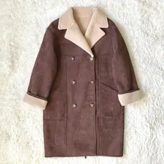 RANDEBOO リバーシブルムートンコート ロングコート 2way ボアコート ブラウン ゆったりオーバー Fサイズ