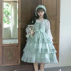 新年クリスマス用コスプレ衣装 スターダスト?レース ロリータワンピース  ロリータ ワンピースグリーンピースです  JSK 三段フリルケーキデザイン フェミニンで大人可愛い 春夏向け洋装   オリジナルデザイン CJS1205P385