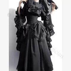 新年クリスマス用コスプレ衣装 ゴスロリ?ロリータ 黒いロリ ゴシック 姫袖シャツ 暗黒系 原宿系セットアップ CJS1205P284