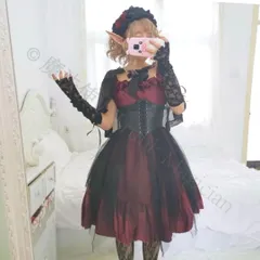 新年クリスマス用コスプレ衣装 ゴスロリジャンパースカート レースの手袋や靴下付きでこれ一つでコーデが完成 CJS1205P190