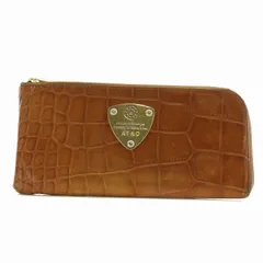 アタオ ATAO 長財布 レザー クロコ型押し L字ファスナー ロゴ ゴールド