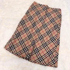 ✨ABランク　 BURBERRY BLUE LABEL　スカート　skirt　ロングスカート　タイト　チェック柄　ノバチェック　　ひざ下　ブラウン　36　「14AP」