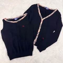 ✨BCランク　BURBERRY BLUE LABEL　ノバチェック　アンサンブル　カーディガン　ニット　ブラック　伸縮性　38　「14AP」